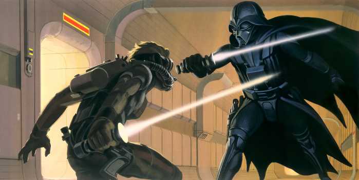 Digital wallpaper Star Wars Classic RMQ Vader vs Luke