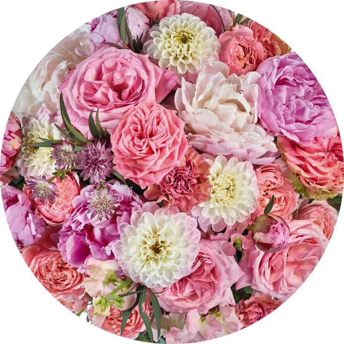 Non-woven adhesive round mural Beautiful Blossoms