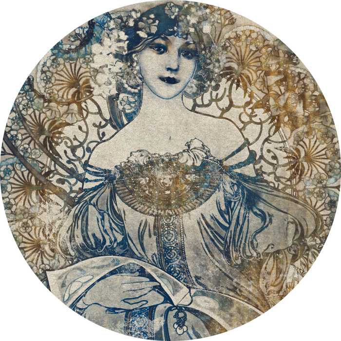 Non-woven adhesive round mural Goddess