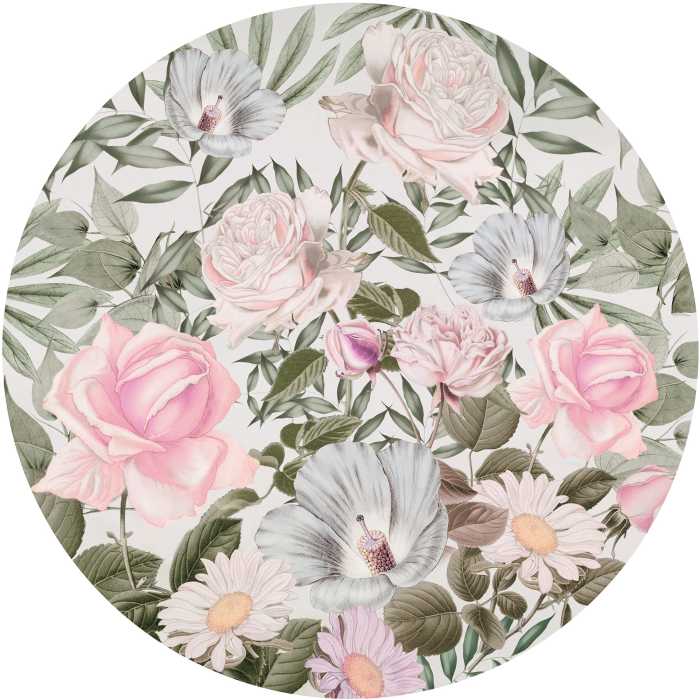 Non-woven adhesive round mural Daphne