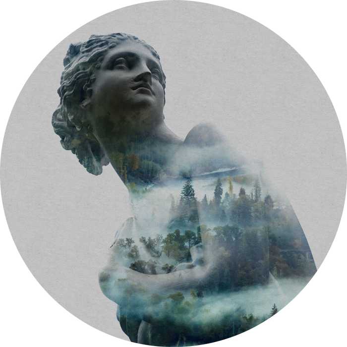 Non-woven adhesive round mural Gaia