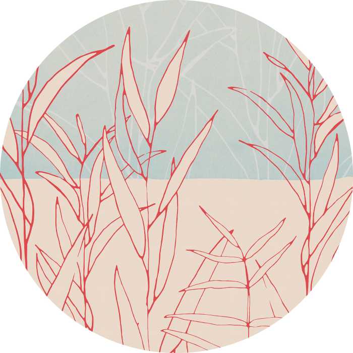 Non-woven adhesive round mural Grassland