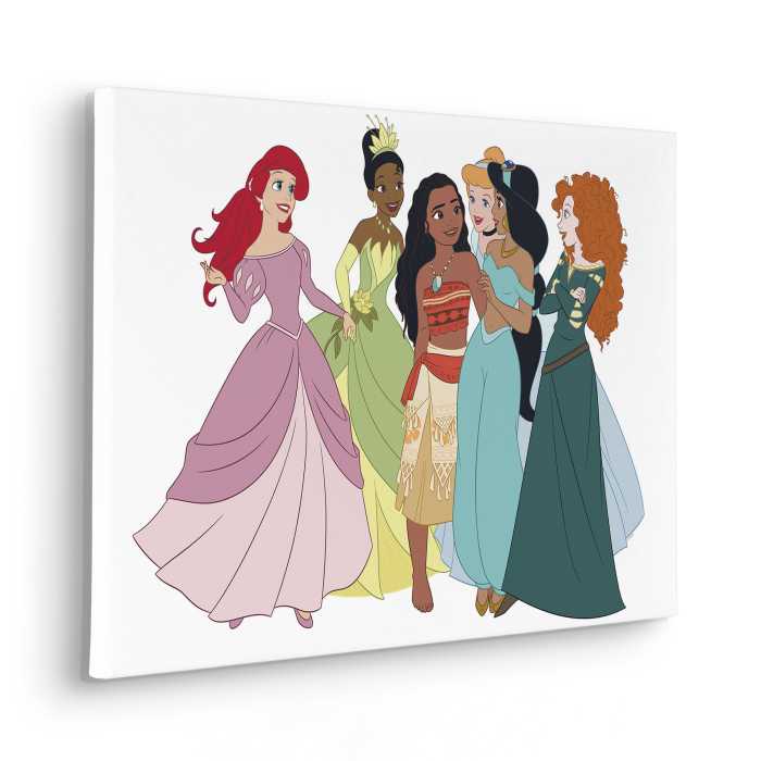 Vlies Bild auf Keilrahmen/ Echtholzrahmen Disney Princesses Together