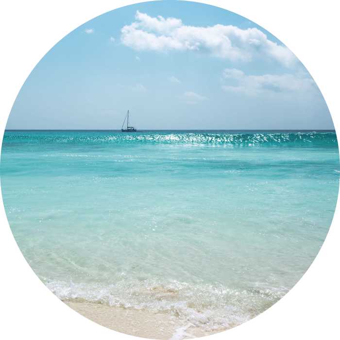 Non-woven adhesive round mural Lagoon