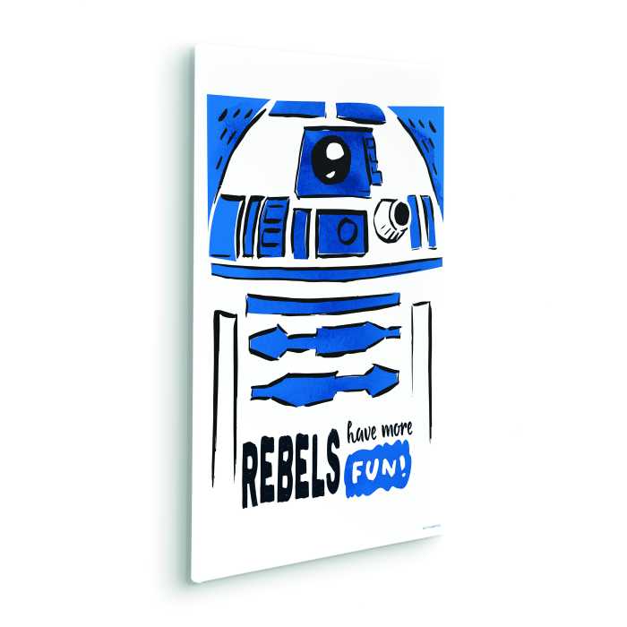Vlies Bild auf Keilrahmen/ Echtholzrahmen Star Wars R2D2 More Fun