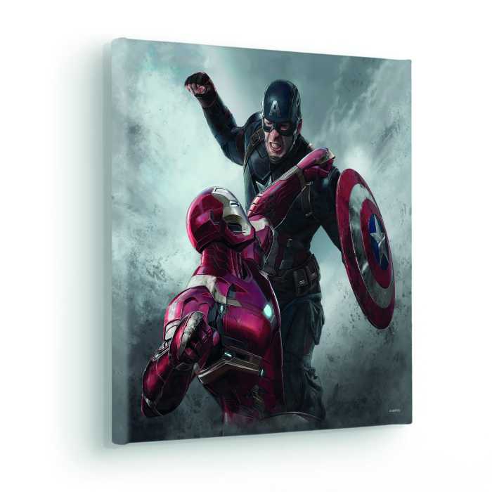 Vlies Bild auf Keilrahmen/ Echtholzrahmen Captain America vs. Iron Man