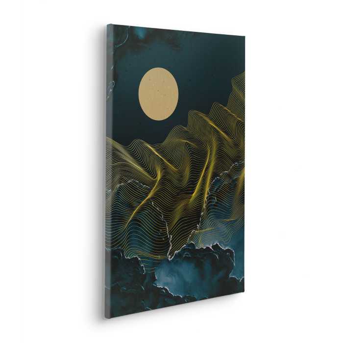 Vlies Bild auf Keilrahmen/ Echtholzrahmen Moon Waves
