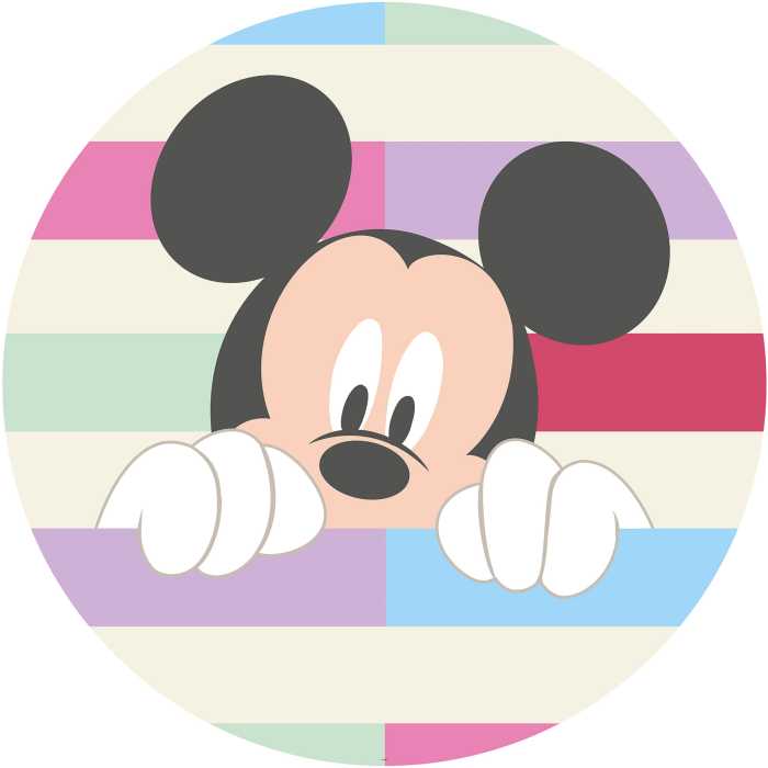 Non-woven adhesive round mural DOT Mickey Peek-a-boo