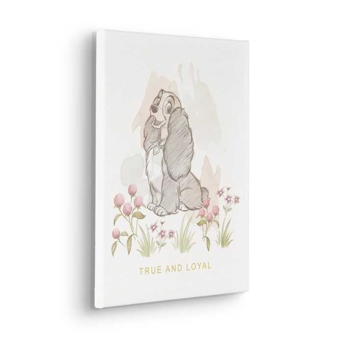 Vlies Bild auf Keilrahmen/ Echtholzrahmen Disney Lady and the Tramp True and Loyal