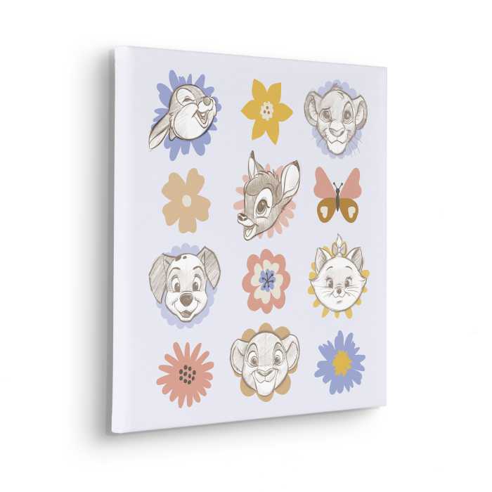 Vlies Bild auf Keilrahmen/ Echtholzrahmen Disney Classics Flowerheads