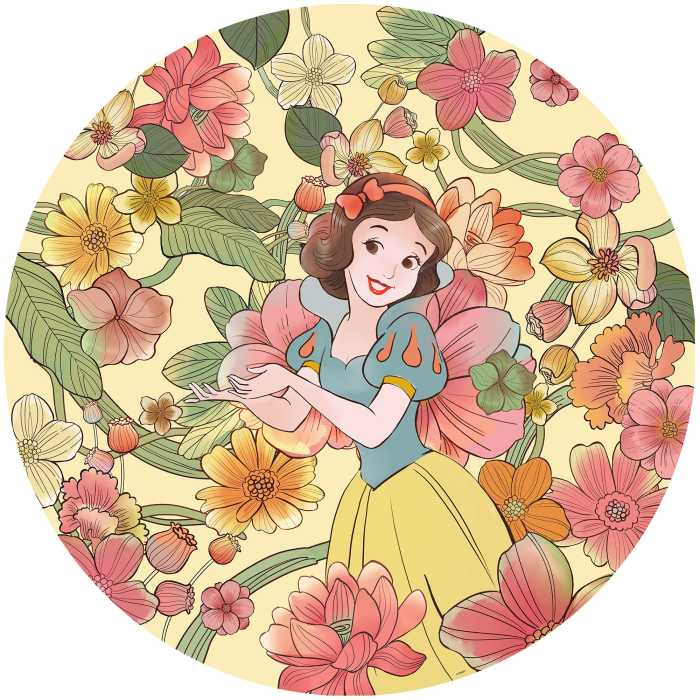 Non-woven adhesive round mural Snow White Endless Summer