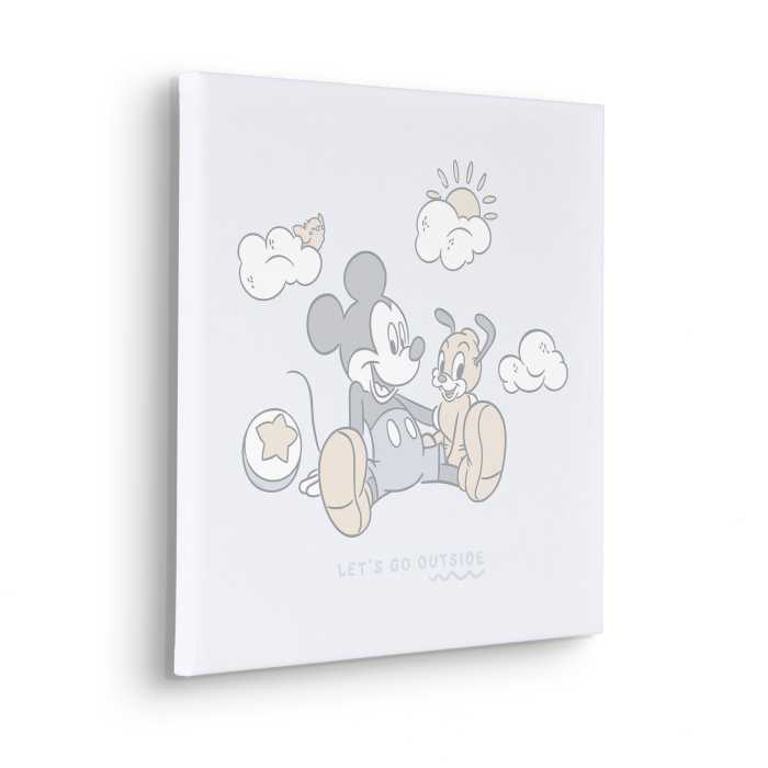 Vlies Bild auf Keilrahmen/ Echtholzrahmen Disney Mickey Mouse Let's Go Outside