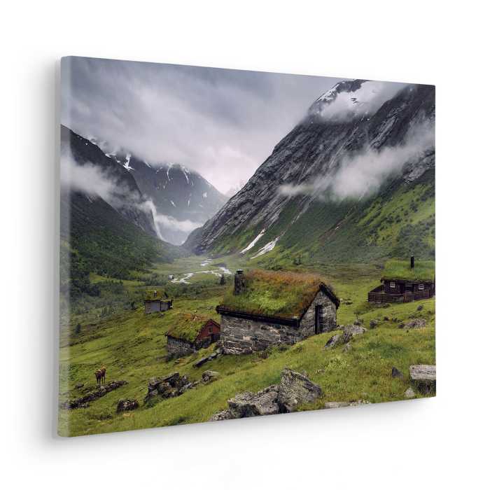 Vlies Bild auf Keilrahmen/ Echtholzrahmen Moody Mountains