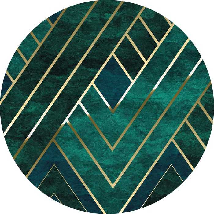 Non-woven adhesive round mural Jade