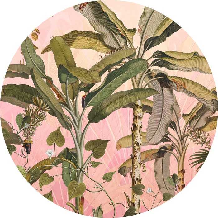 Non-woven adhesive round mural Botany