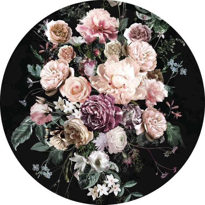 Non-woven adhesive round mural Enchanted Flowers