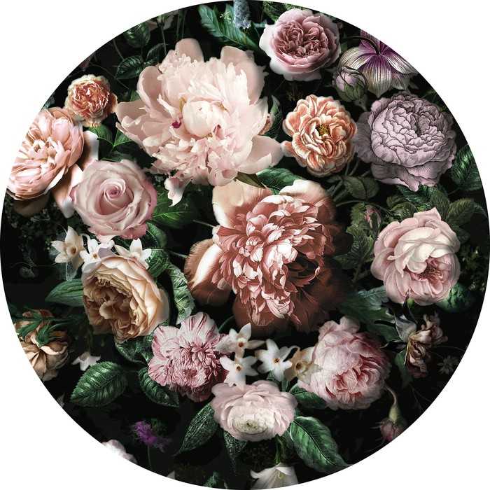 Non-woven adhesive round mural Flower Couture