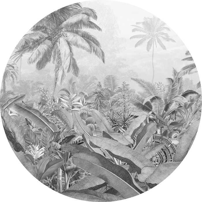 Non-woven adhesive round mural Amazonian Spirit