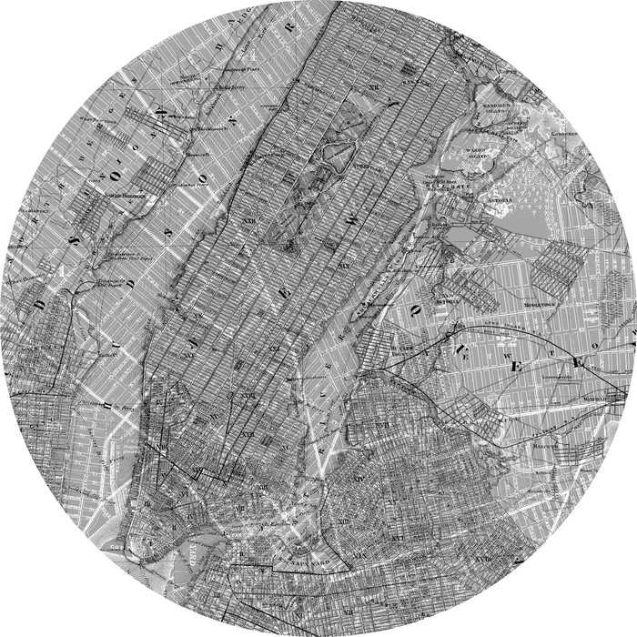 Non-woven adhesive round mural Map