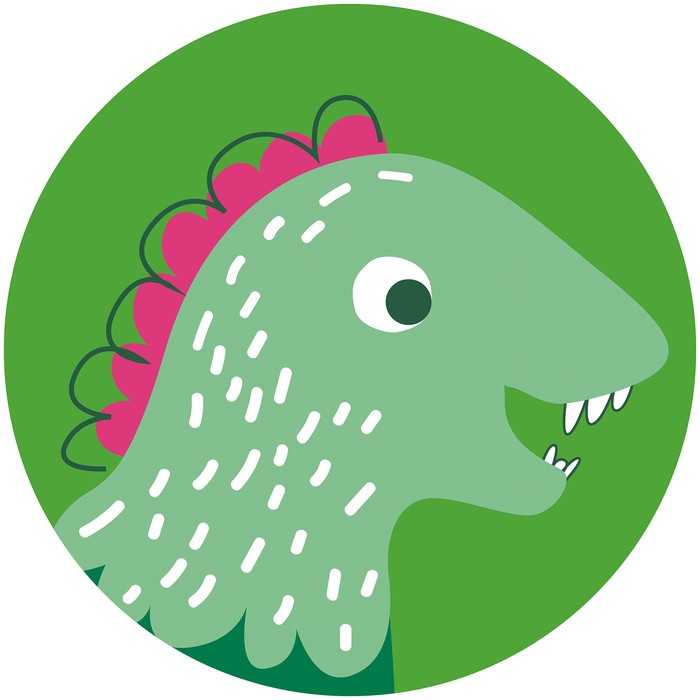 Non-woven adhesive round mural Little Dino Tyranno