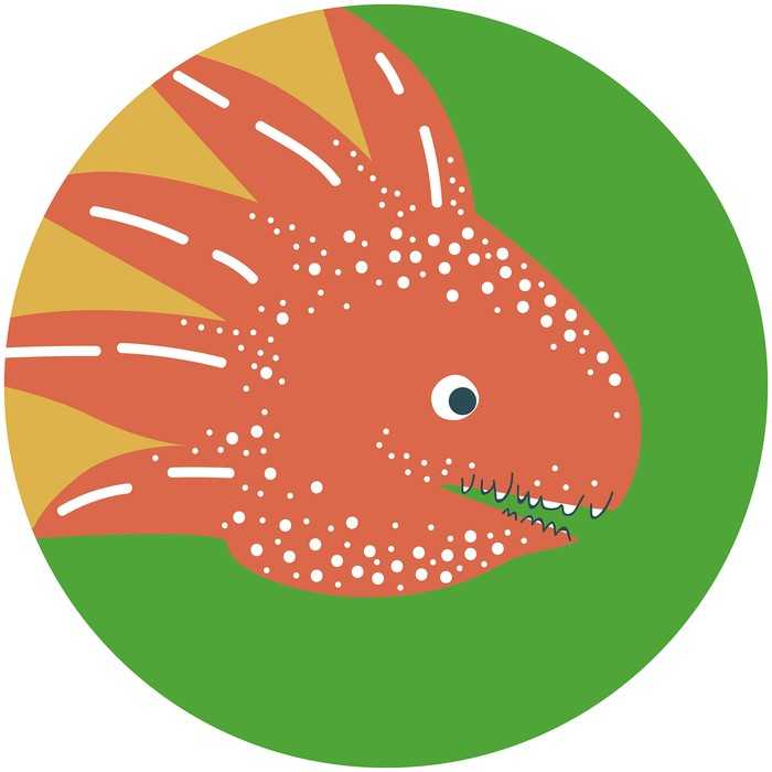Non-woven adhesive round mural Little Dino Proto