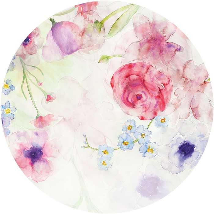 Non-woven adhesive round mural Floret