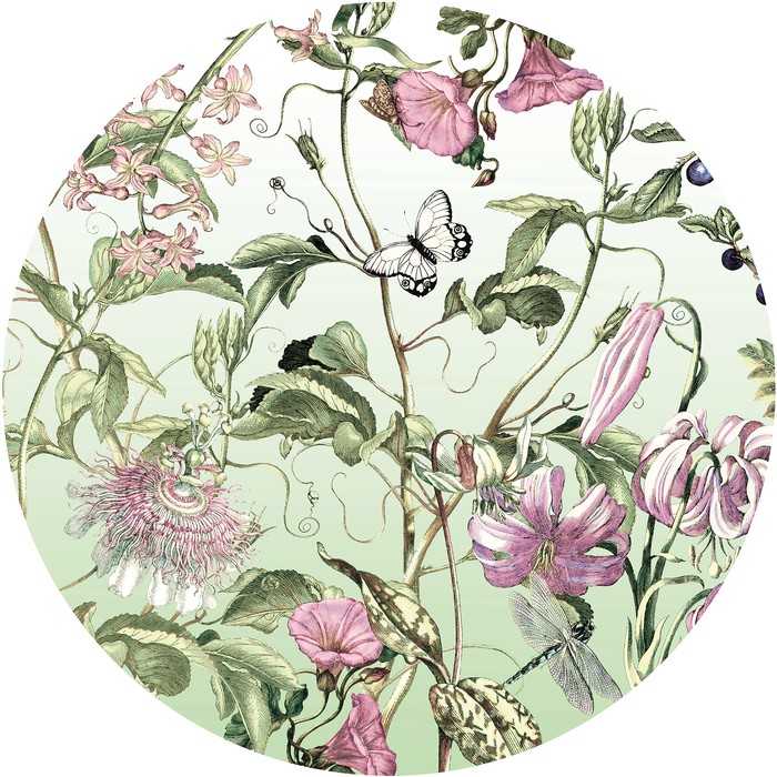 Non-woven adhesive round mural Louloudi