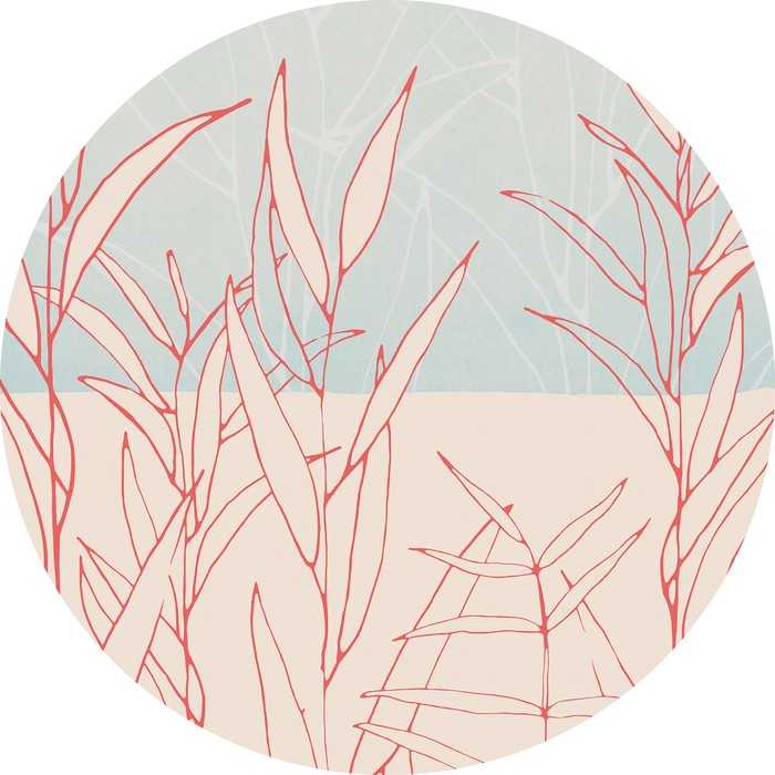 Non-woven adhesive round mural Grassland