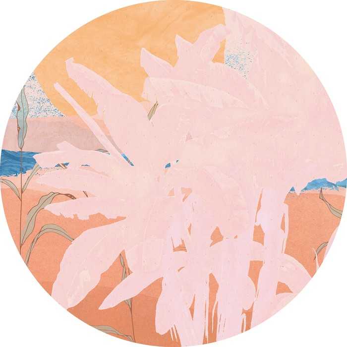 Non-woven adhesive round mural Sun-Baked