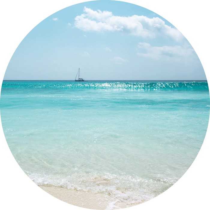 Non-woven adhesive round mural Lagoon