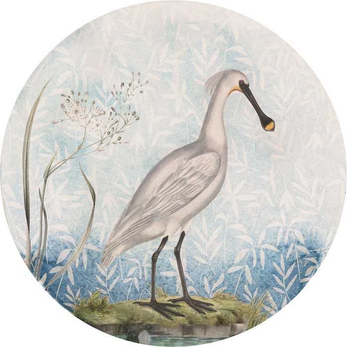 Non-woven adhesive round mural Spoonbill