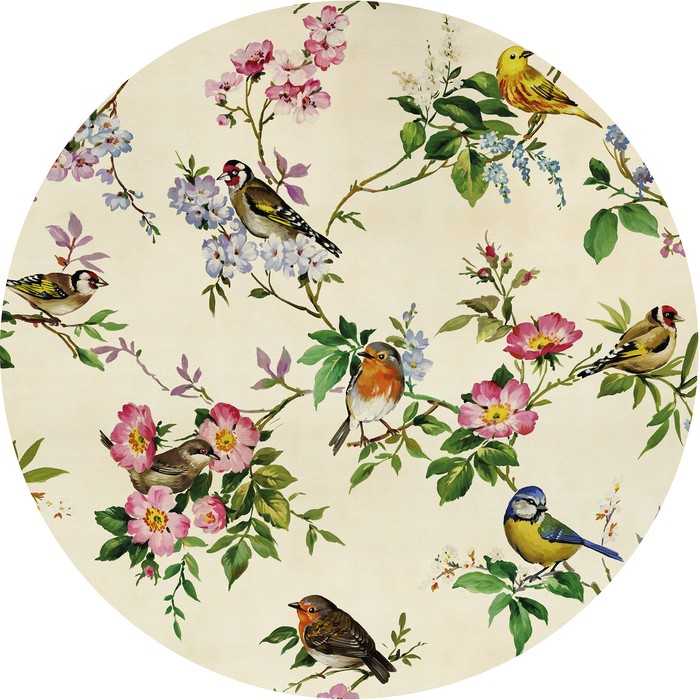 Non-woven adhesive round mural Bird Party