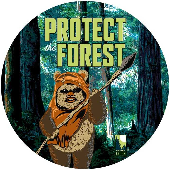 Non-woven adhesive round mural Star Wars Protect the Forest