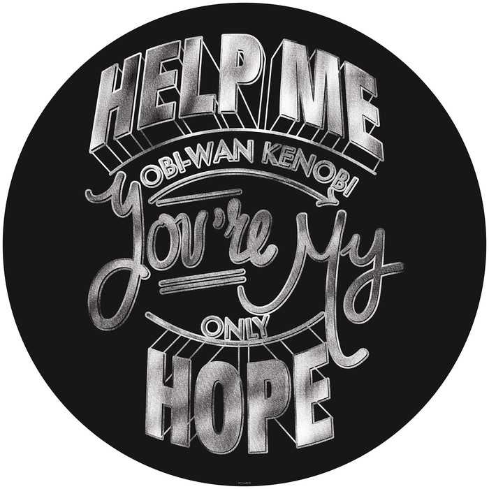 Non-woven adhesive round mural Star Wars Help Me Obi Wan