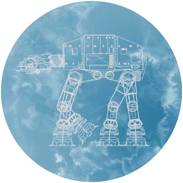 Non-woven adhesive round mural Star Wars AT-AT