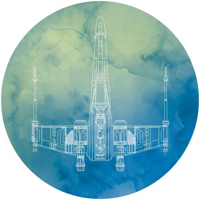 Non-woven adhesive round mural Star Wars X-Wing