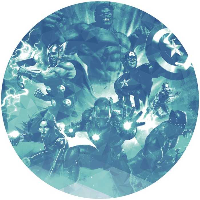 Non-woven adhesive round mural Avengers Blue Power