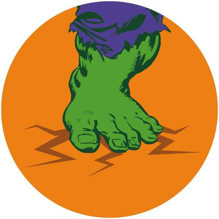 Non-woven adhesive round mural Avengers Hulk's Foot Pop Art