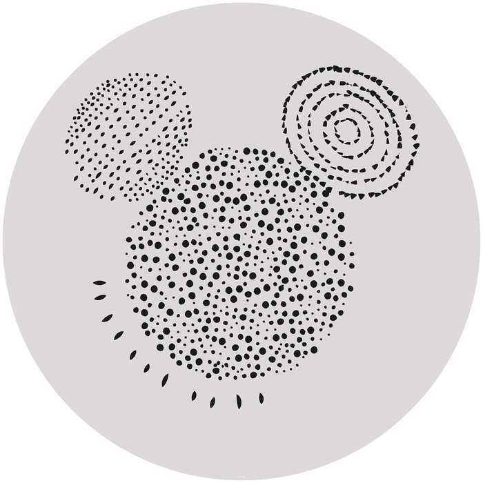 Non-woven adhesive round mural Mickey Stipple Art