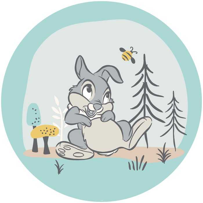 Non-woven adhesive round mural Bambi Thumper