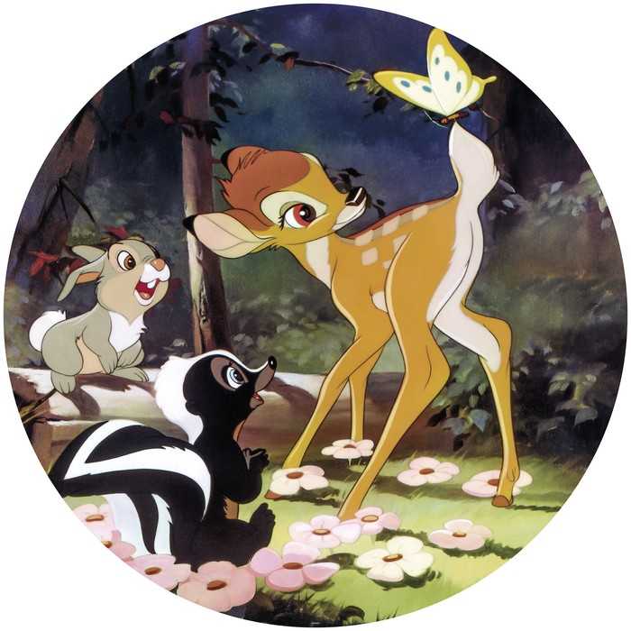 Non-woven adhesive round mural Bambi Butterfly