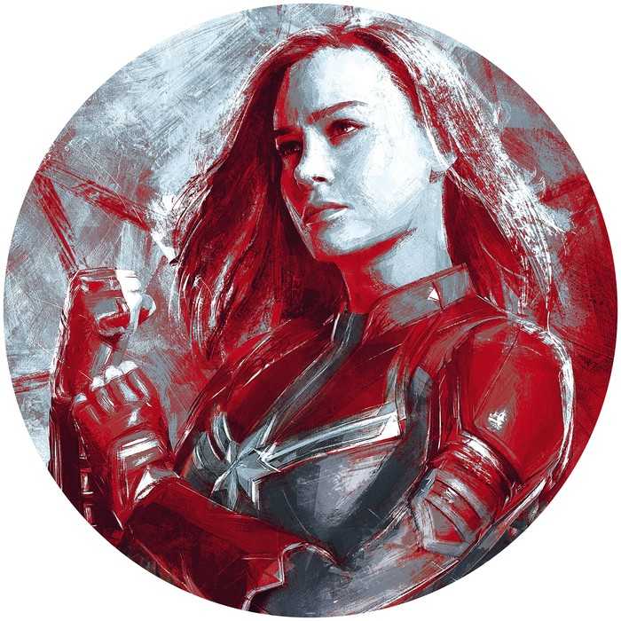 Non-woven adhesive round mural Avengers Painting Captain Marvel