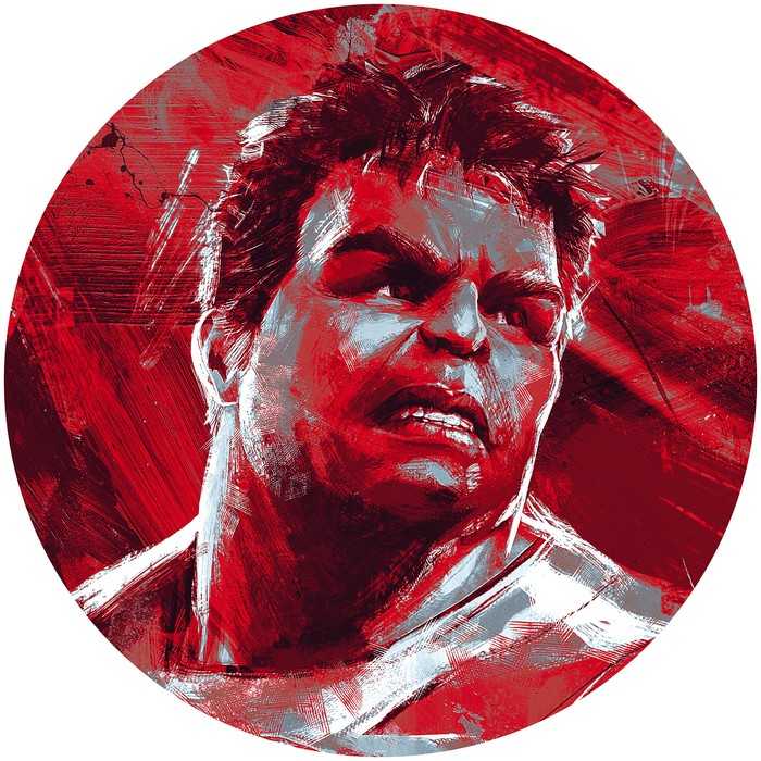 Non-woven adhesive round mural Avengers Painting Hulk