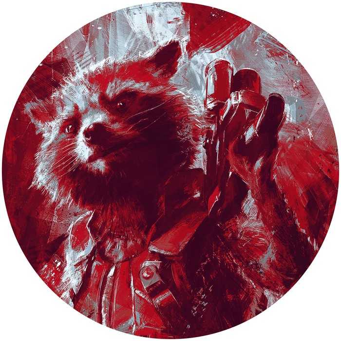 Non-woven adhesive round mural Avengers Painting Rocket Raccoon