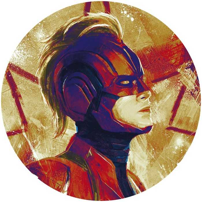 Non-woven adhesive round mural Avengers Painting Captain Marvel Helmet
