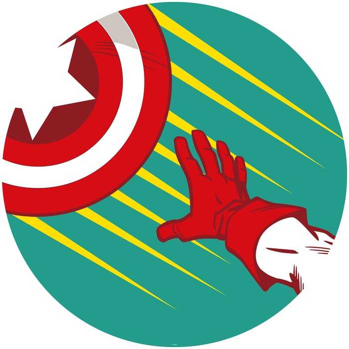 Non-woven adhesive round mural Avengers Captain's Shield Pop Art