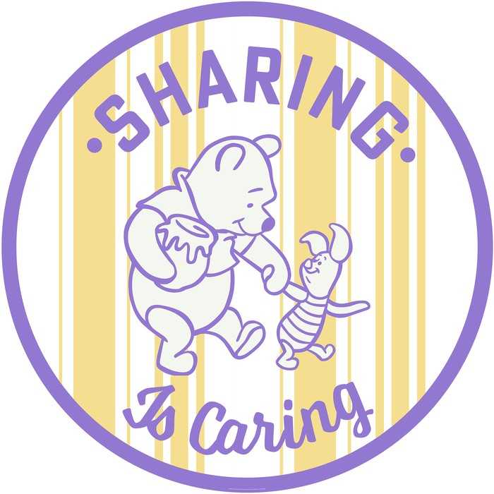 Non-woven adhesive round mural DOT Winnie the Pooh Sharing