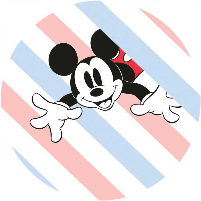 Non-woven adhesive round mural DOT Mickey Hang in There
