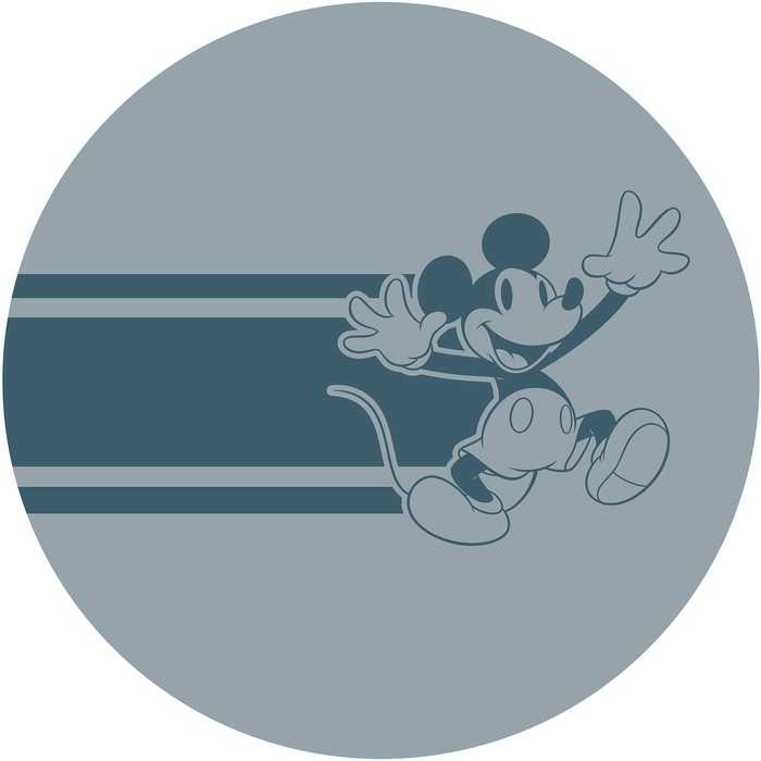 Non-woven adhesive round mural DOT Mickey Bonjour