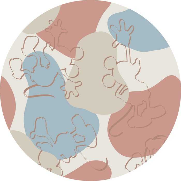 Non-woven adhesive round mural Mickey Terra Bubbles